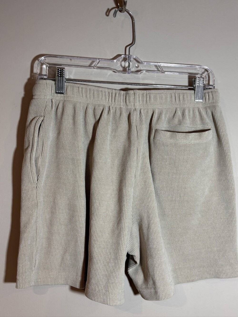 Negative Space Mens Ribbed Pullon Shorts Size M Oatmeal